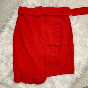 Foxiedox (Anthropologie) Ruffle mini red skirt Size S NWT